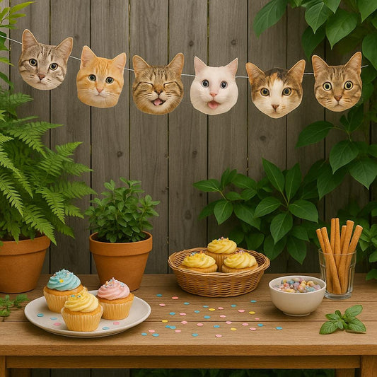Cat Faces Garland, Cat Banner, Cat Birthday Party, Cat Party Decorations, Kitty Banner