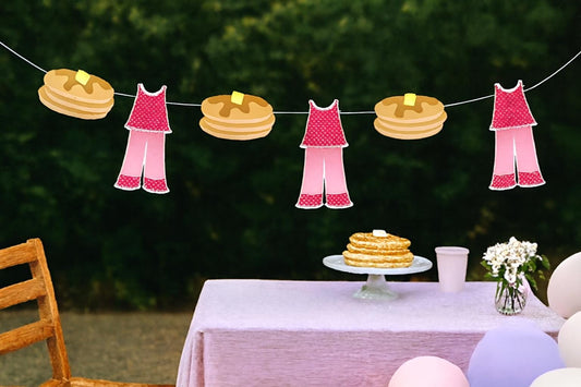 Pancake Garland, Pancake Banner, Pancakes and Pajamas, Pajamas Garland, Slumber Party, Pancake Photo Prop, Pancake Decorations