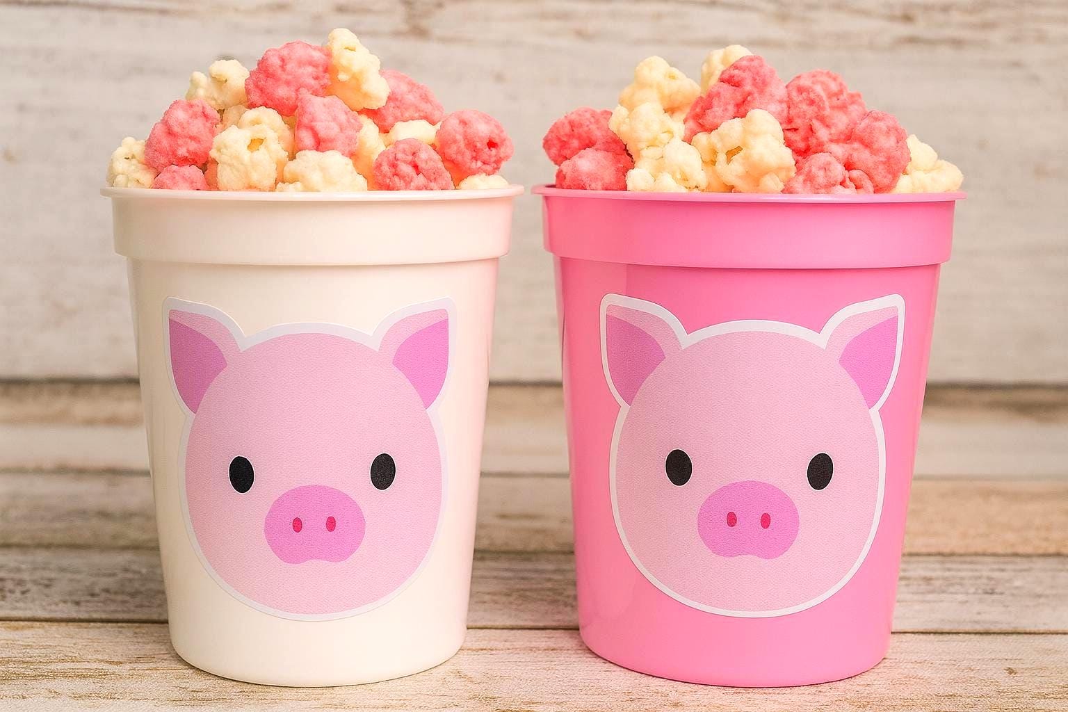FARM ANIMAL CUPS - Cow party cups Pig party cups Pig Party cups Farm Birthday Farm Decorations Farm Party Farm animal favors Farm cups