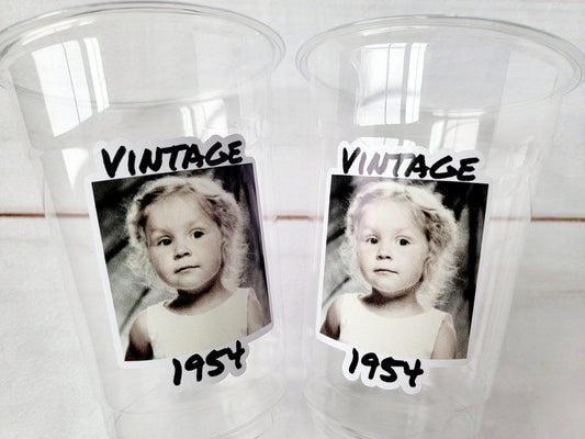Custom Plastic Party Cups Personalized Party Cups Personalized 70th Birthday Cups Vintage 70th Cups Est. Custom Face Party Cups Decorations
