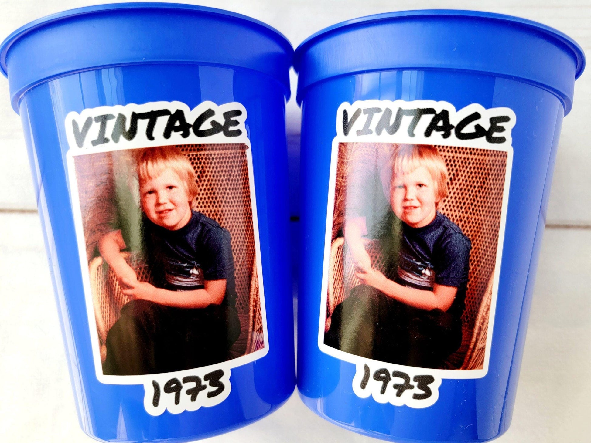 Custom Plastic Cups with Picture Personalized Cups Personalized 50th Birthday Cups Vintage 50th Cups 1975 Custom Face Party Cups Decorations