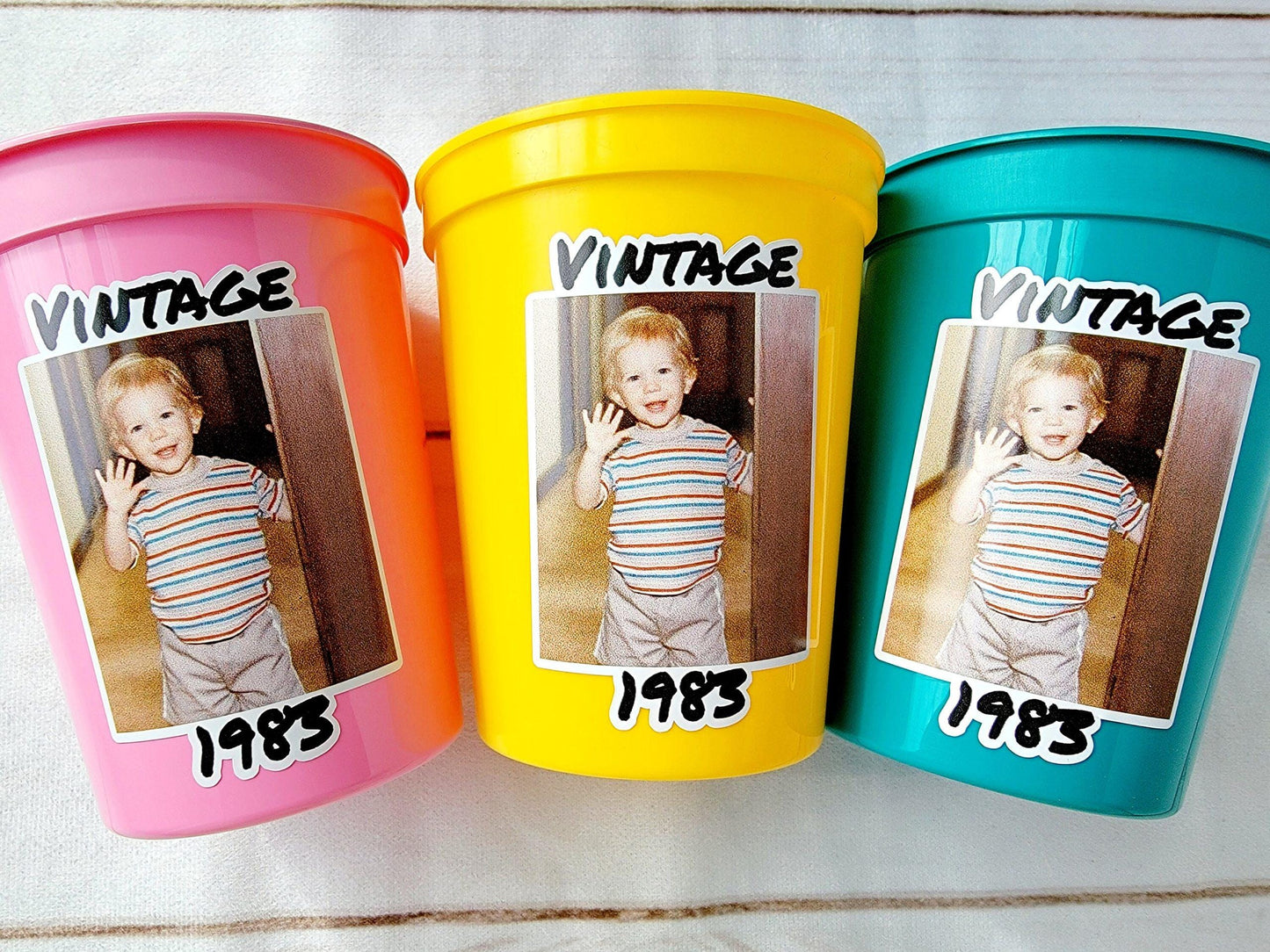 Custom Plastic Party Cups Personalized Party Cups Personalized 40th Birthday Cups Vintage 40th Cups 1986 Custom Face Party Cups Decorations