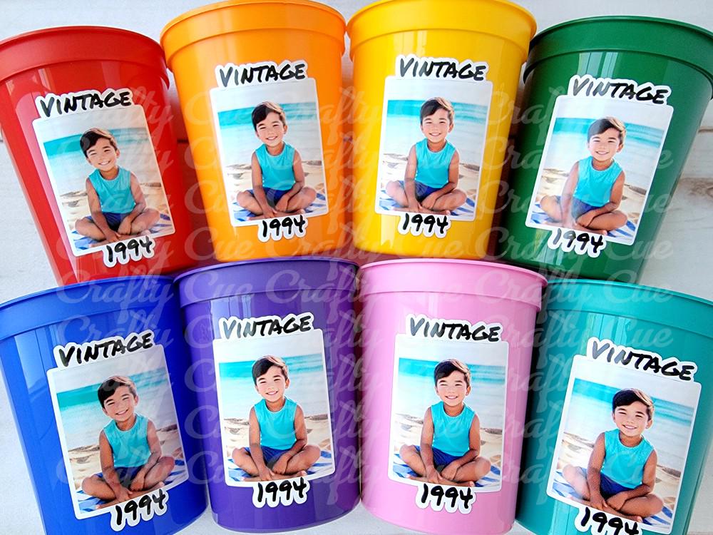 Custom Plastic Party Cups Personalized Party Cups Personalized 30th Birthday Cups Vintage 30th Cups 1995 Custom Face Party Cups Decorations
