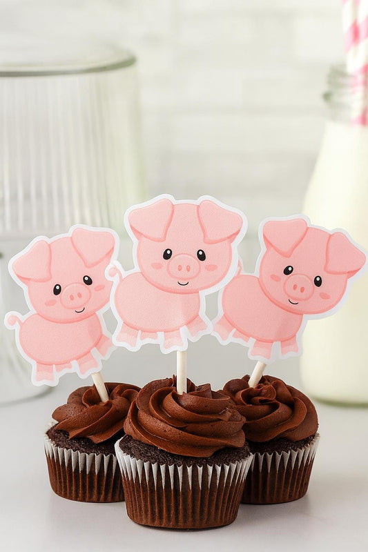 Pig Cupcake Toppers, Pig Cake Toppers, Pig Birthday, Farm Animal Cupcake Toppers, Farm Birthday Cupcake Toppers, Farm Animal Cupcake Toppers