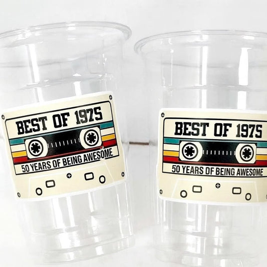 50th PARTY CUPS 50th Birthday Decoration 50th Party Favors 50th Party 50th Birthday Cassette Tape Party Best of 1973 Birthday Vintage 1973