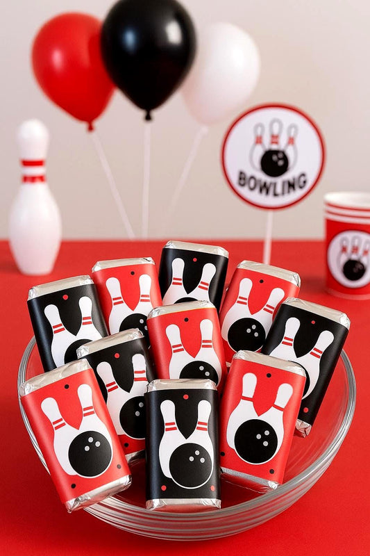 BOWLING PARTY FAVOR Stickers for candy Bowling Stickers Bowling Party Favors Candy Wrappers Bowling Party Decorations Bowling Ball Pin