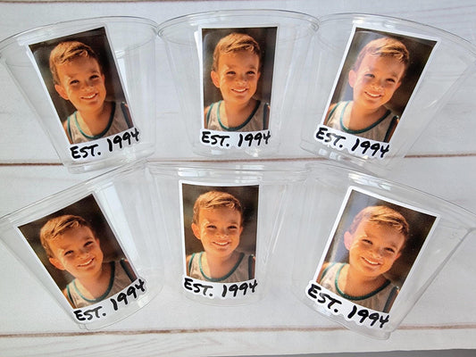 Custom Cups with Photo, Personalized Photo Birthday Cups, Custom Cups with Face, Face Photo Cups, Custom Face Party Decor, 30th Birthday Cup