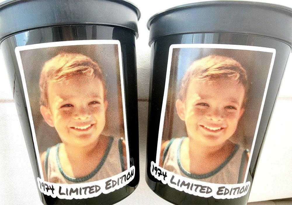 Custom Plastic Party Cups Personalized Party Cups Personalized 50th Birthday Cups Vintage 50th Cups 1975 Custom Face Party Cups Decorations