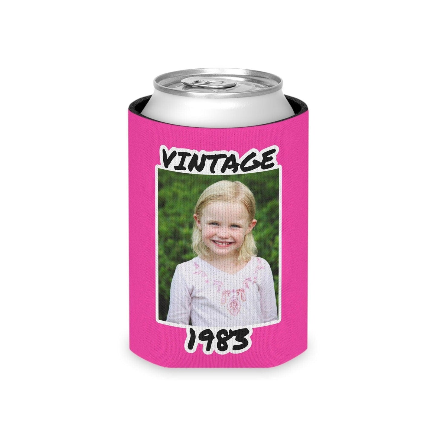 Personalized Can Cooler, 1984 Can Cooler, Custom Picture Can Cooler, Bachelorette Party Favors, Custom Birthday Favor, 40th Favors, Slim Can