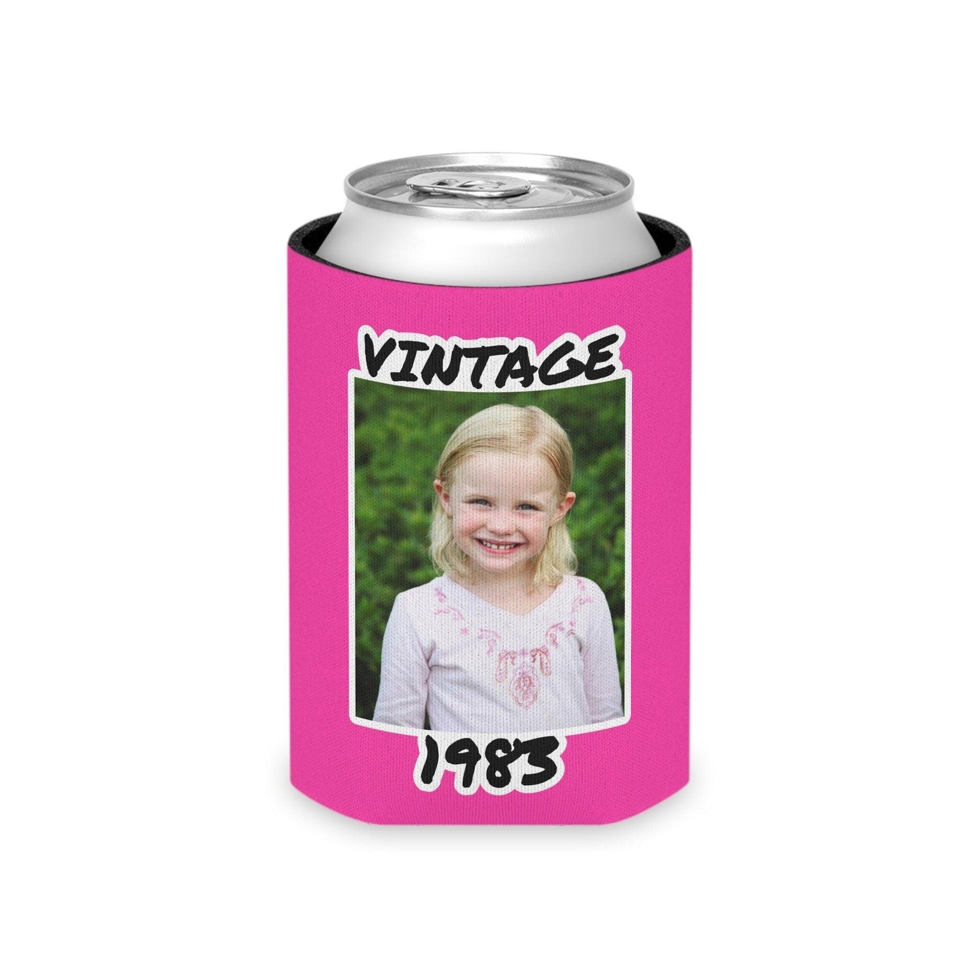Personalized Can Cooler, 1984 Can Cooler, Custom Picture Can Cooler, Bachelorette Party Favors, Custom Birthday Favor, 40th Favors, Slim Can