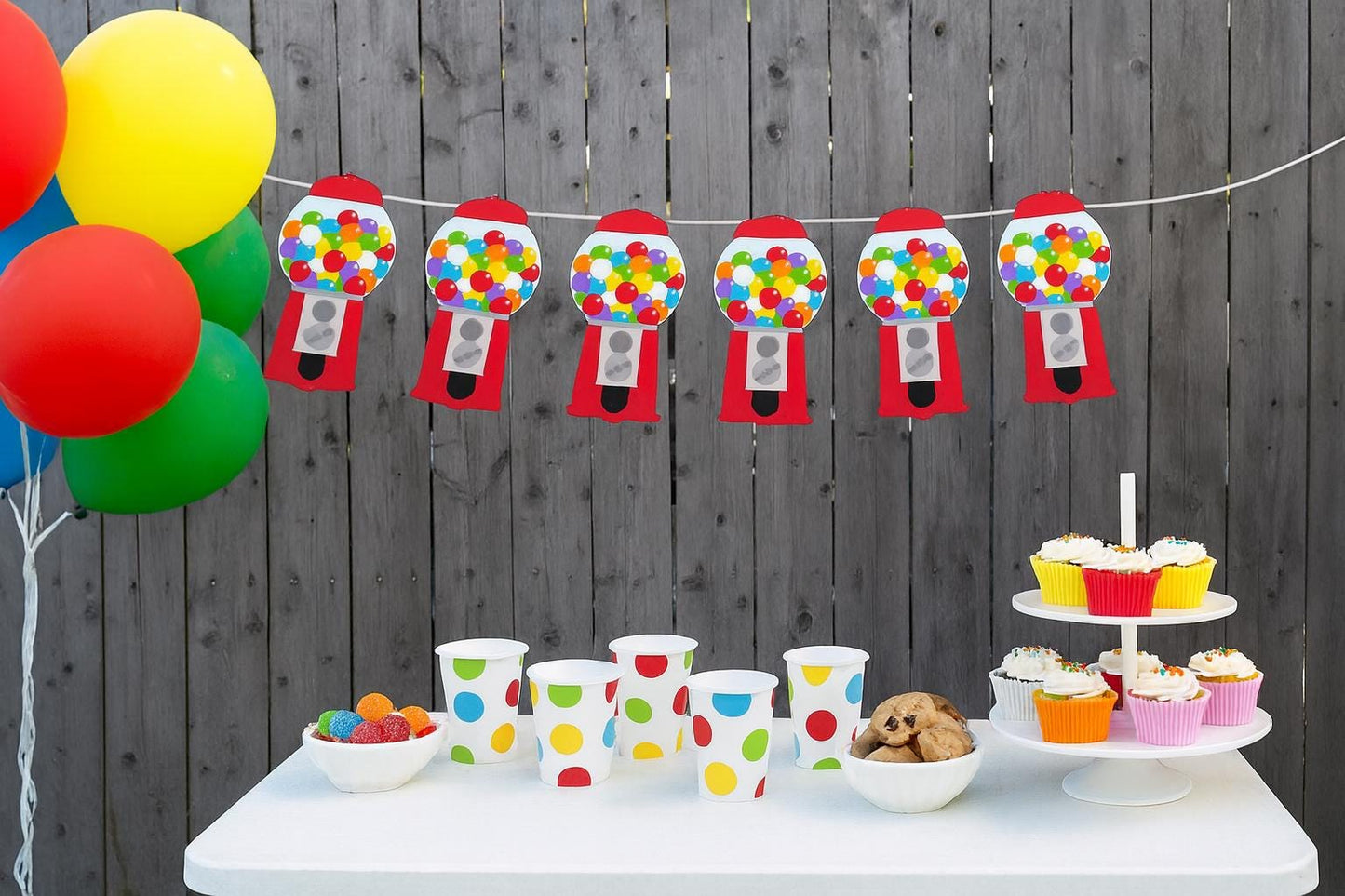 Gumball Machine Garland, Bubble Gum Machine Garland, Candy Garland, Sweet Sixteen Banner, Candy Banner, Candy Photo Prop, Candy Decoration