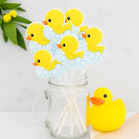 Rubber Ducky in Bubbles Cupcake Toppers, Rubber Duck Cupcake Toppers