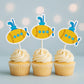 Submarine Cupcake Toppers, Under the Sea Party Decorations, Nautical Baby Shower, Ocean Theme Birthday, Yellow Submarine Picks, Party Decor