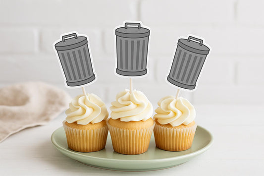 Trash Can Cupcake Toppers, Garbage Can Cupcake Toppers 122917218P