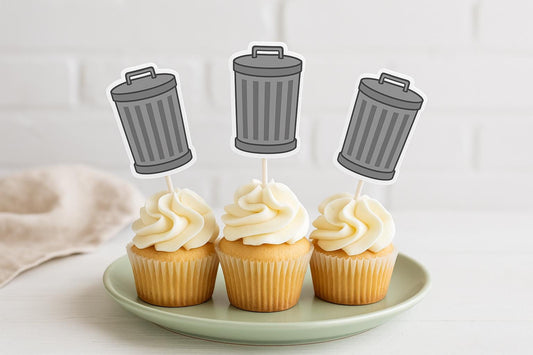 Trash Can Cupcake Toppers, Garbage Can Cupcake Toppers 122917218P