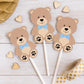 Teddy Bear Cupcake Toppers, Teddy Bear Baby Shower Decorations, Boy Baby Shower Party Supplies, Teddy Bear Cake Toppers, Teddy Bear Picks