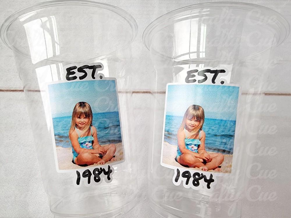 Est 1995 Custom Plastic Party Cups Personalized Birthday Custom Face Party Decorations Personalized 30th Birthday Cups Vintage 30th Cup 1995