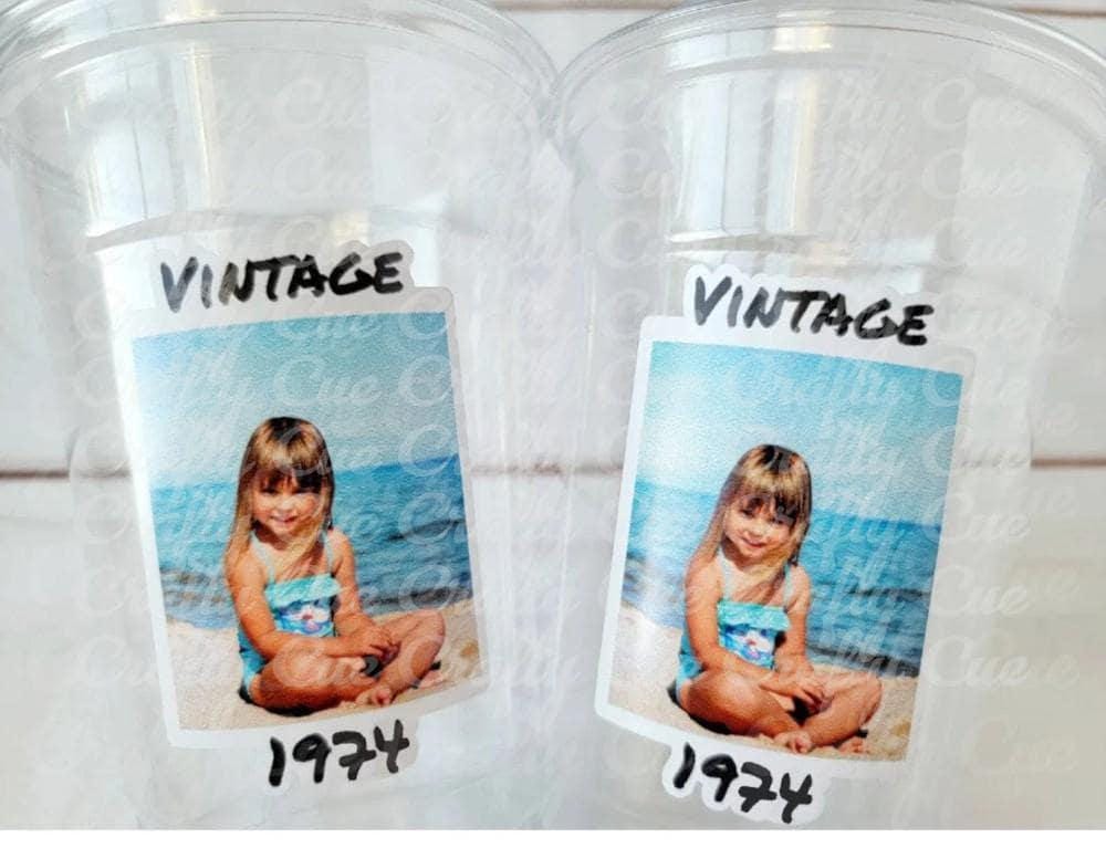 Custom Plastic Party Cups Personalized Party Cups Personalized 50th Birthday Cups Vintage 50th Cups 1975 Custom Face Party Cups Decorations
