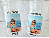 Custom Plastic Party Cups Personalized Party Cups Personalized 60th Birthday Cups Vintage 60th Cups 1965 Custom Face Party Cups Decorations
