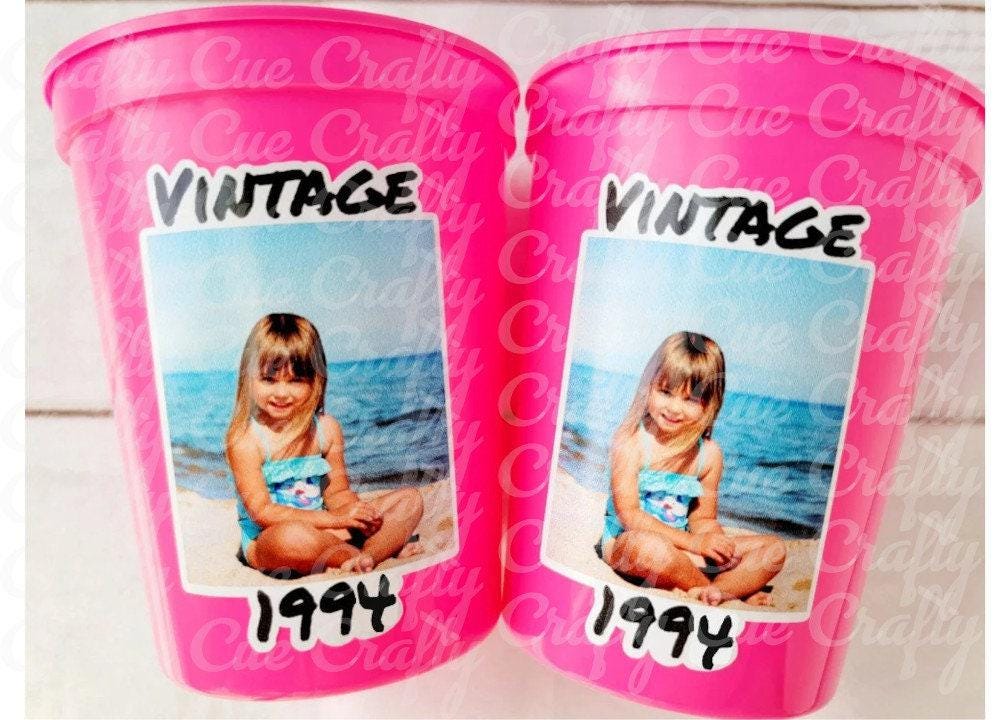 Custom Plastic Party Cups Personalized Party Cups Personalized 30th Birthday Cups Vintage 30th Cups 1995 Custom Face Party Cups Decorations