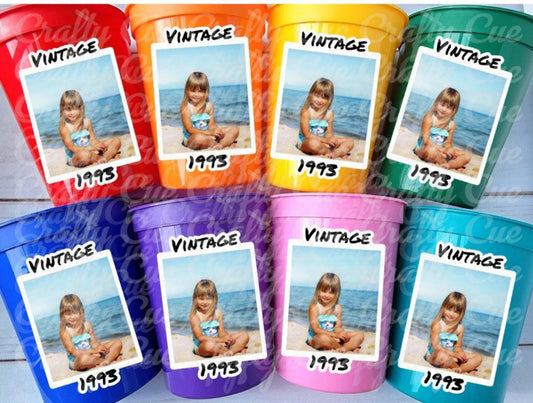 Custom Plastic Party Cups Personalized Party Cups Personalized 30th Birthday Cups Vintage 30th Cups 1995 Custom Face Party Cups Decorations