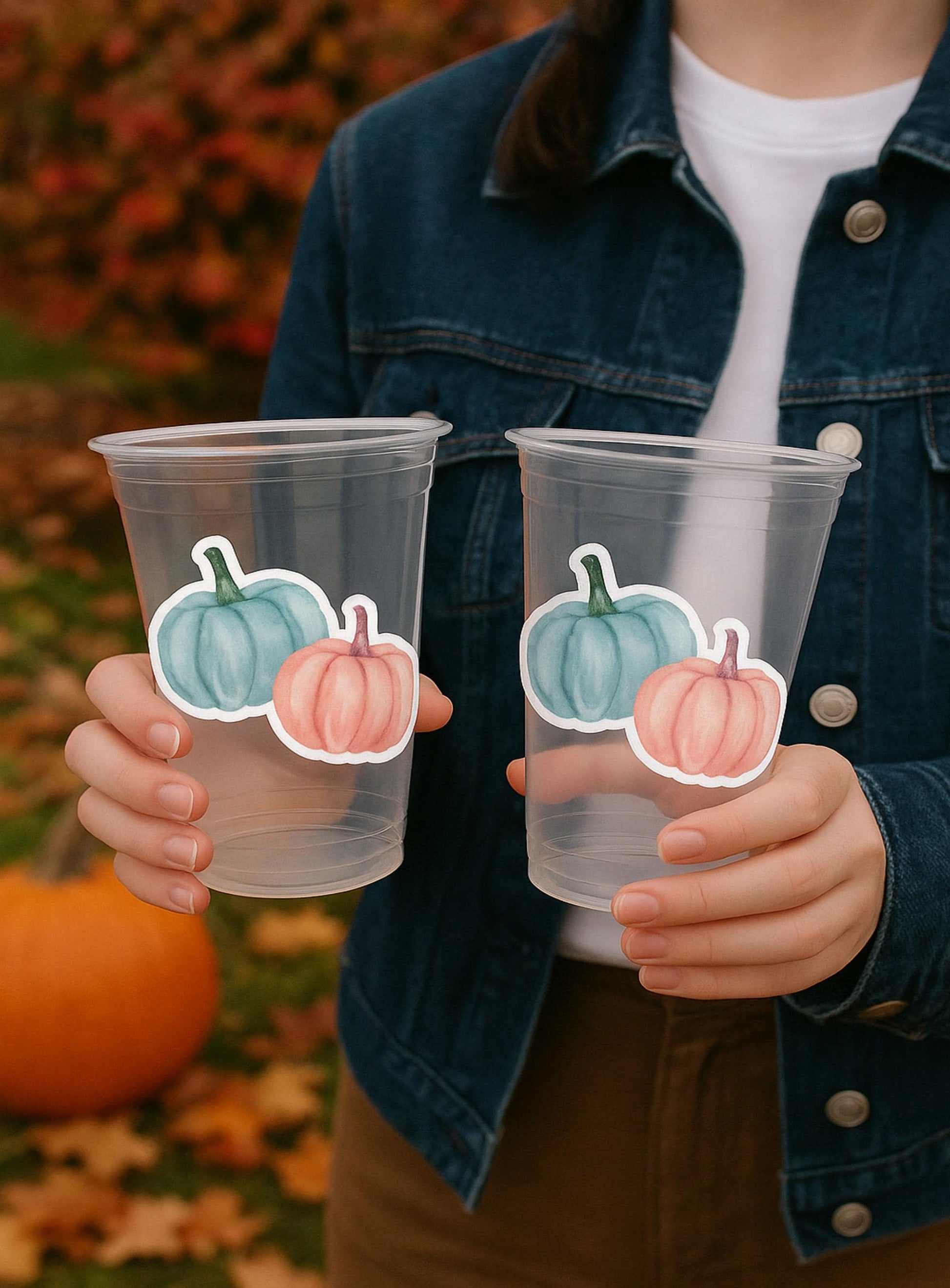 GENDER REVEAL PUMPKIN Party Cups Gender Reveal Baby Shower He or She Cup Pink and Blue Gender Reveal Decoration Little Pumpkin Gender Reveal