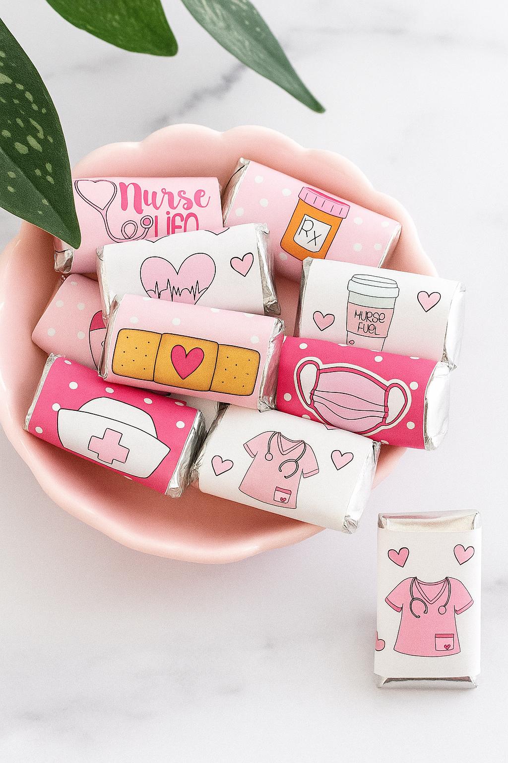 30 - NURSE PARTY FAVOR Stickers for candy Nurse Stickers Nurse Graduation Nursing Party Favors Candy Wrappers Nurse Graduation Decorations