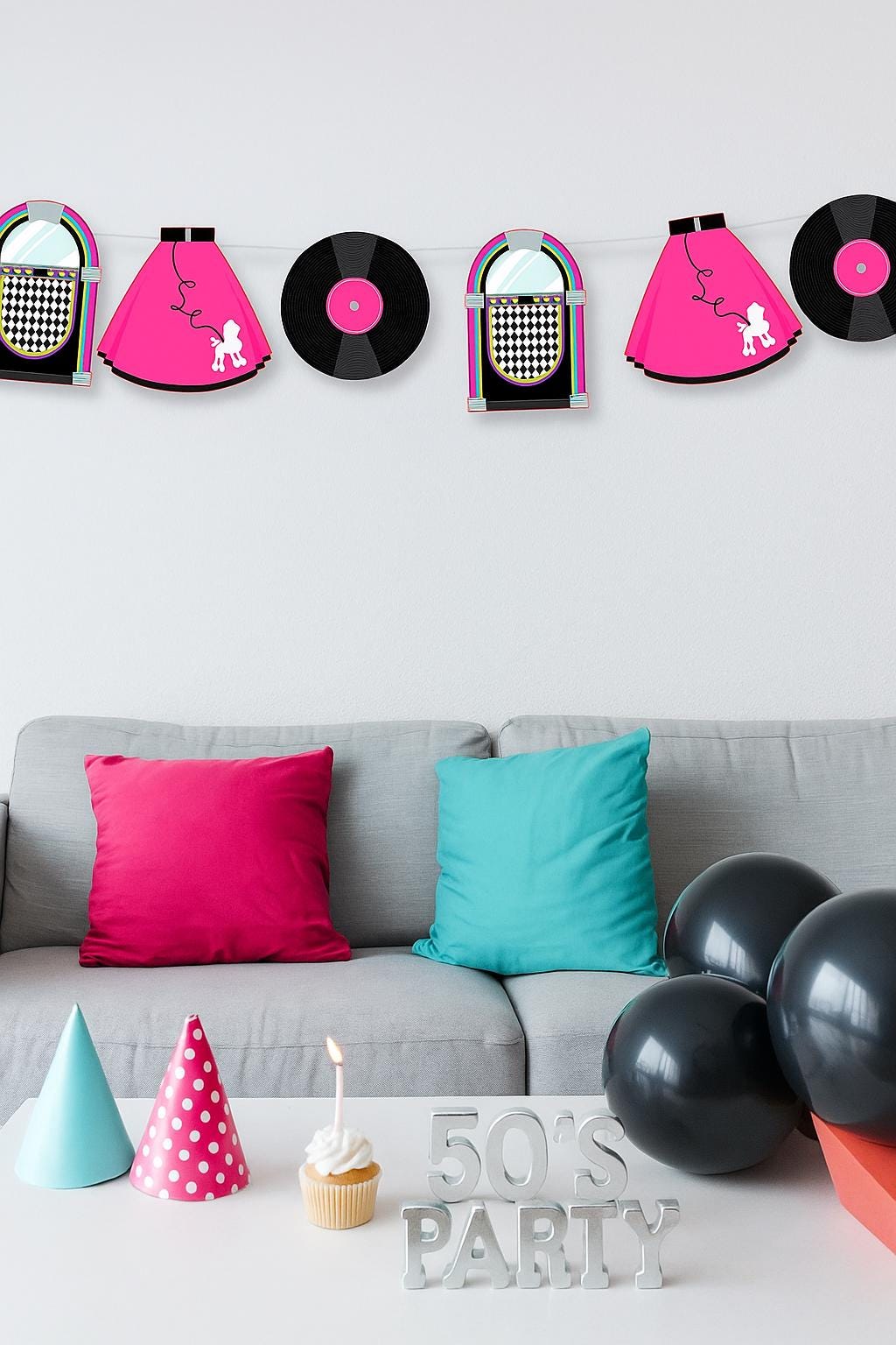 50's Party Garland, 50's Party Banner, Fifties Banner, Fifties Garland, 50's Birthday Banner, 50's Birthday Garland, 50's Party Decorations