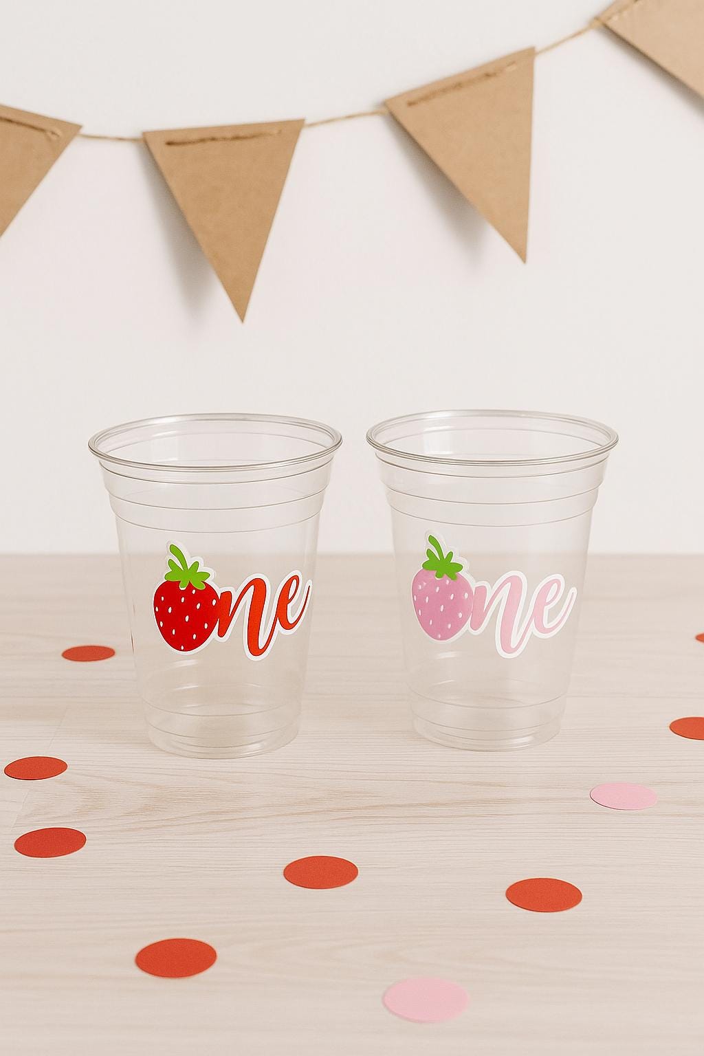 STRAWBERRY PARTY CUPS - Strawberry Birthday Cups Strawberry Cups First Birthday Strawberry Party Decorations Strawberry Baby Shower