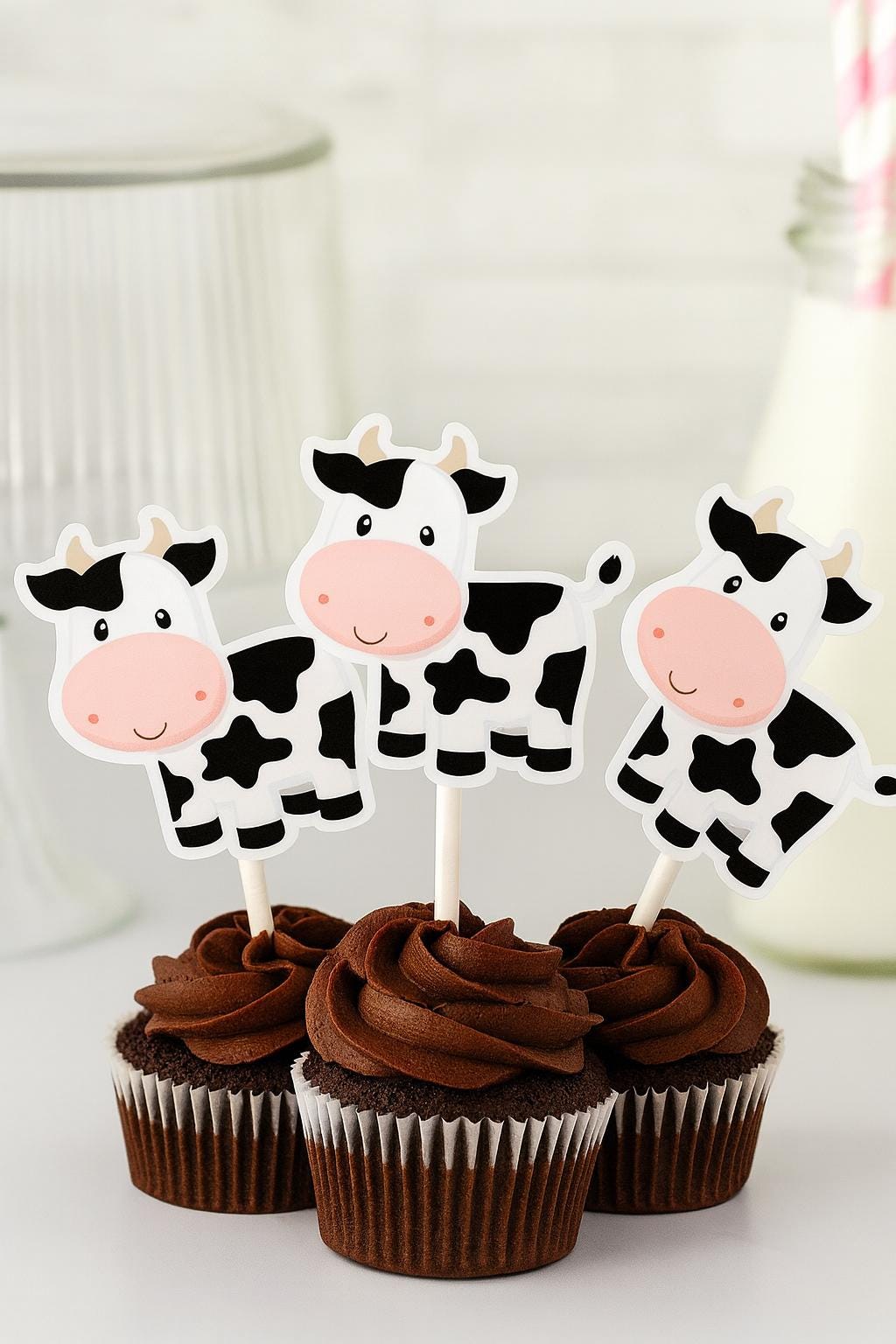 Cow Cupcake Toppers, Farm Animal Cupcake Toppers, Farm Birthday Cupcake Toppers, Animal Cupcake Toppers