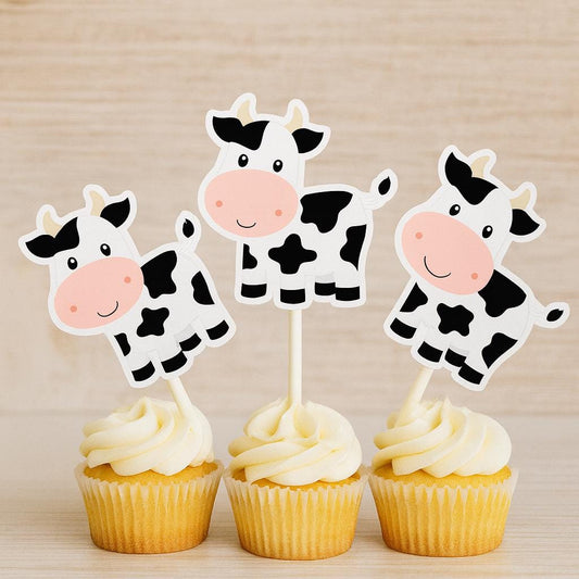 Cow Cupcake Toppers, Farm Animal Cupcake Toppers, Farm Birthday Cupcake Toppers, Animal Cupcake Toppers
