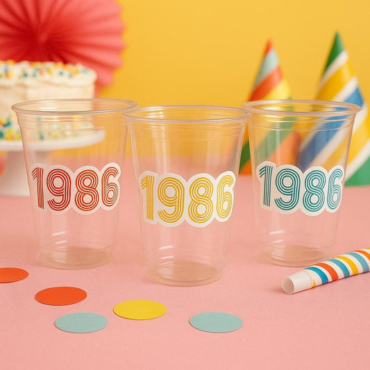 40th PARTY CUPS -1986 40th Birthday Party 40th Birthday Favors 40th Party Cups 40th Party Decorations Vintage 1986 Birthday Party Cups Retro