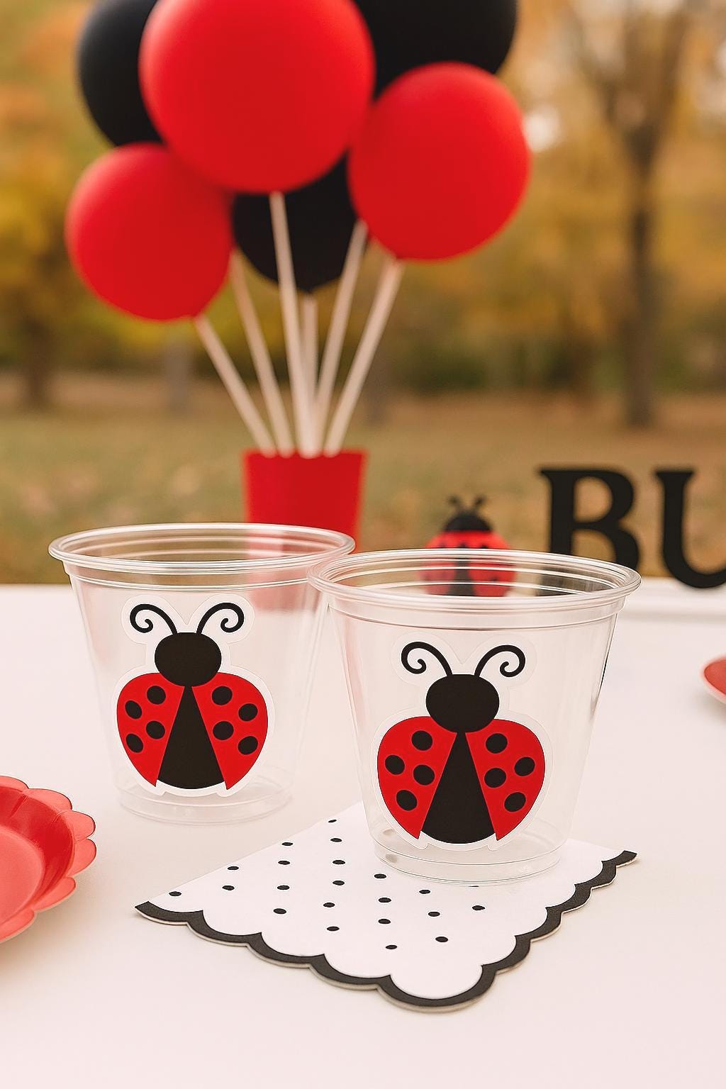 Ladybug Party Cups, Ladybug Birthday, Ladybug Party, Ladybug Treat Cups, Ladybug Party Cups, Ladybug Decorations, Ladybug Cups, Lady Bug