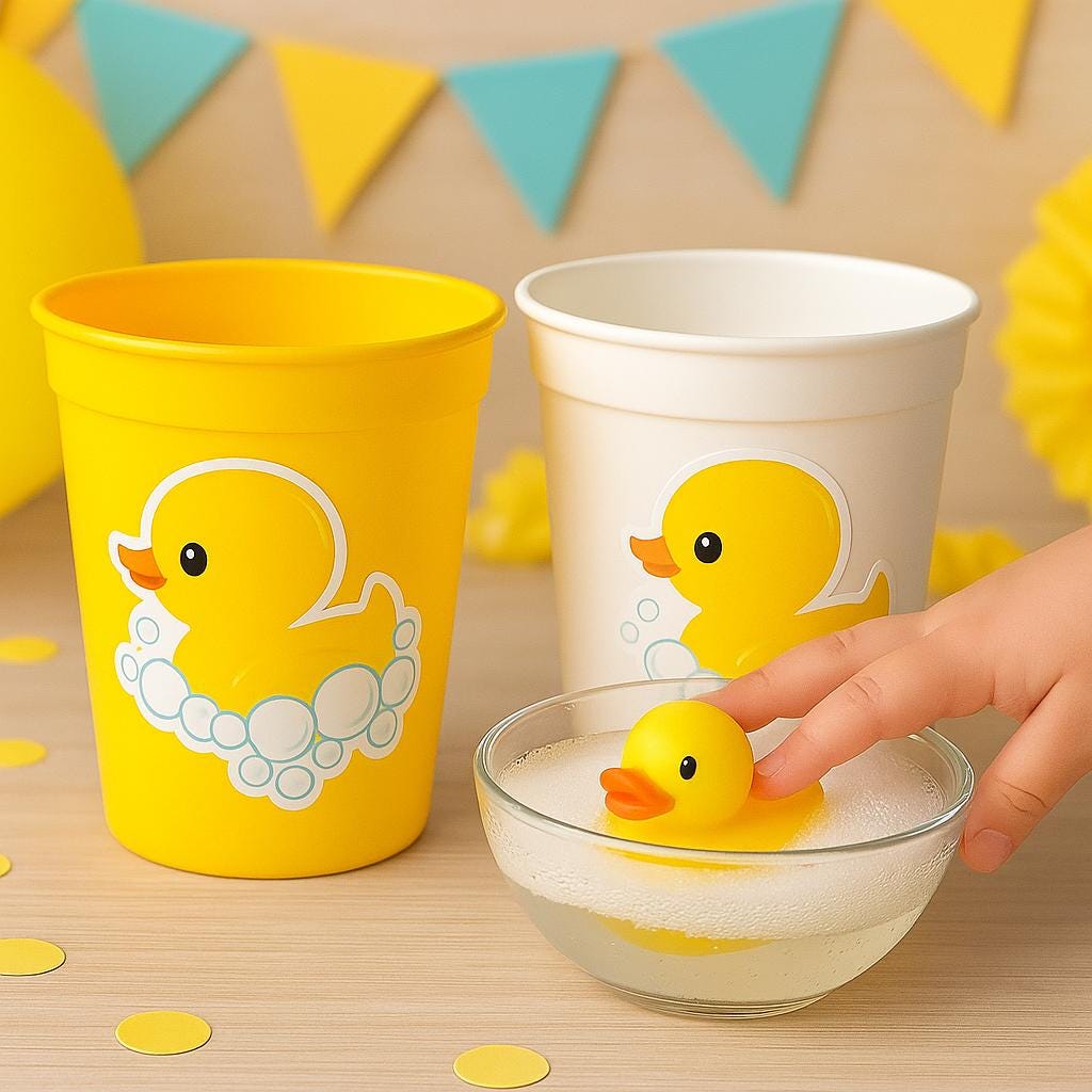 DUCK PARTY CUPS - Duck Birthday Duck Party Duck Baby Shower Duck Party Cups Duck Decorations Duck Cups Ducky Party Cups Rubber Ducky Cups