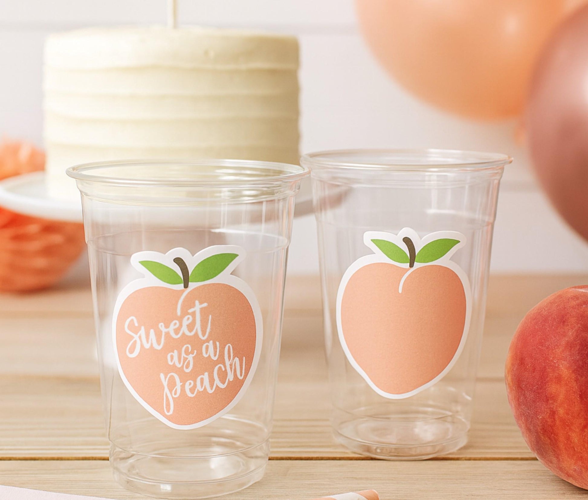 PEACH PARTY CUPS- Peach Birthday Party Peach First Birthday Peach 1st Birthday Peach Party Decorations Peach Party Supplies Sweet as a Peach