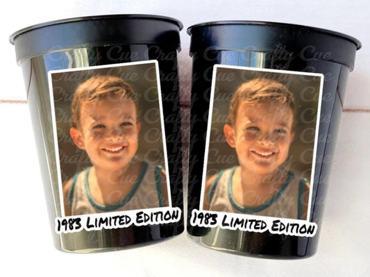 Custom Plastic Party Cups Personalized Party Cups Personalized 40th Birthday Cups Vintage 40th Cups 1983 Custom Face Party Cups Decorations