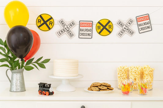 Railroad Garland, Railroad Sign Banner, Train Banner, Train Garland, Train Birthday Banner, Train Party Banner