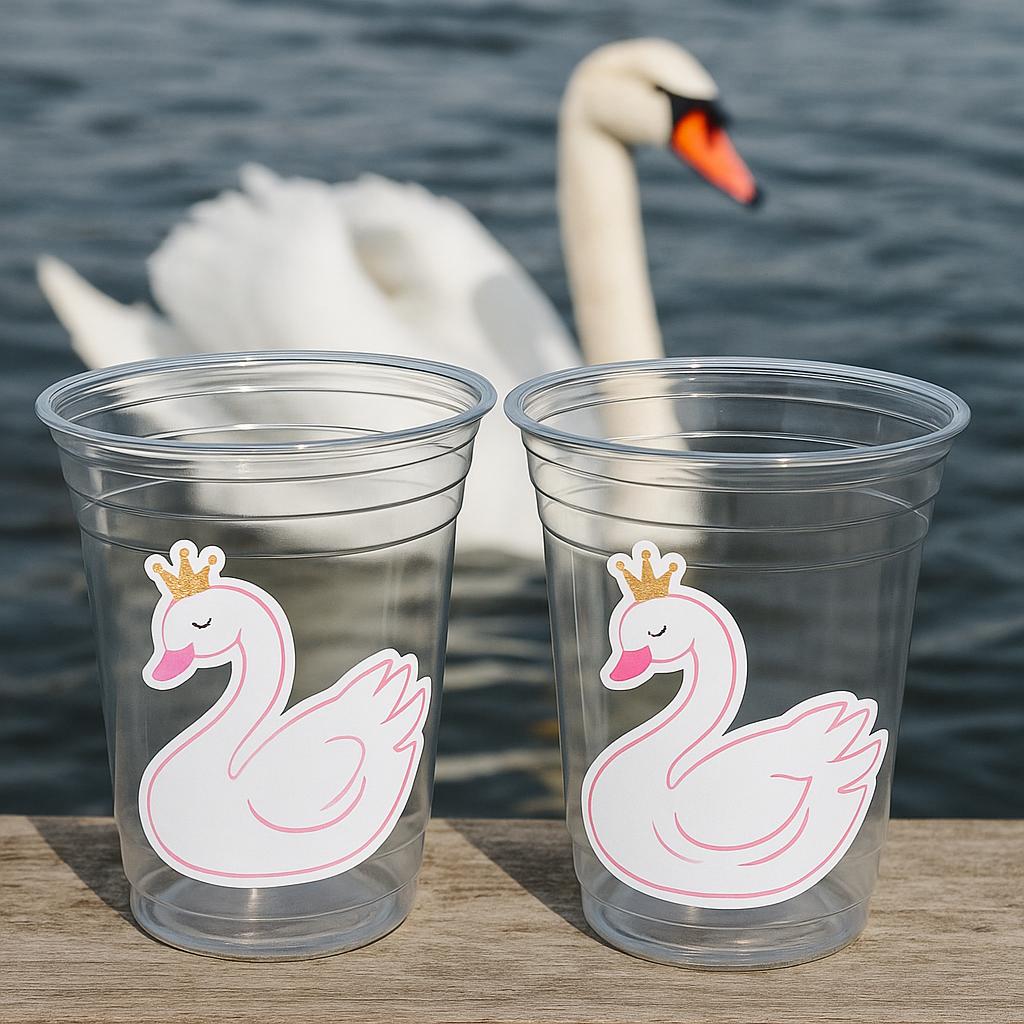 SWAN PARTY CUPS, Swan Cups, Swan Baby Shower Cups, Princess Swan Baby Shower, Swan Birthday Cups, Swan Party Favors, Swan Party Decorations