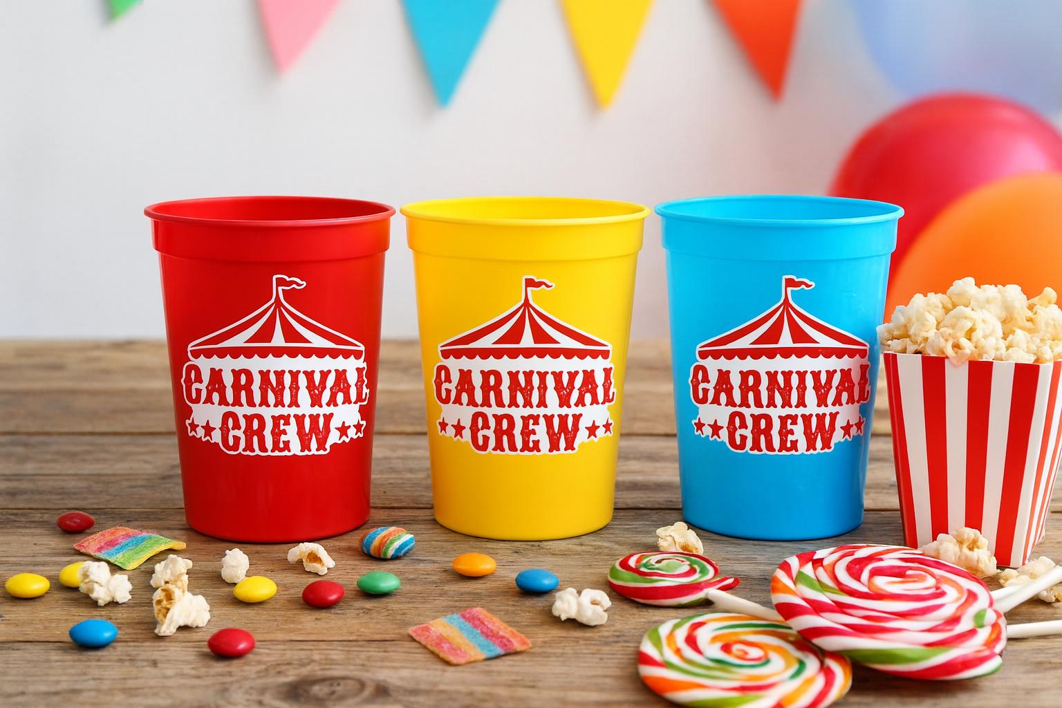 CARNIVAL PARTY CUPS -Carnival Birthday Cups Carnival Party Favors Carnival Baby Shower Carnival Birthday Carnival Party Decorations Supplies