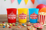 CARNIVAL PARTY CUPS -Carnival Birthday Cups Carnival Party Favors Carnival Baby Shower Carnival Birthday Carnival Party Decorations Supplies
