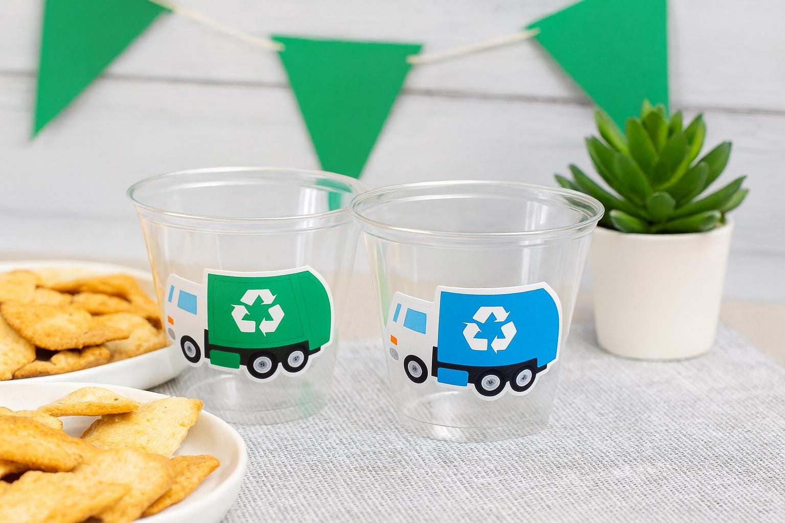 GARBAGE TRUCK PARTY Cups - Garbage Truck Treat Cups Garbage Truck Party Favors Garbage Truck Birthday Favors Trash Garbage Birthday Recycle