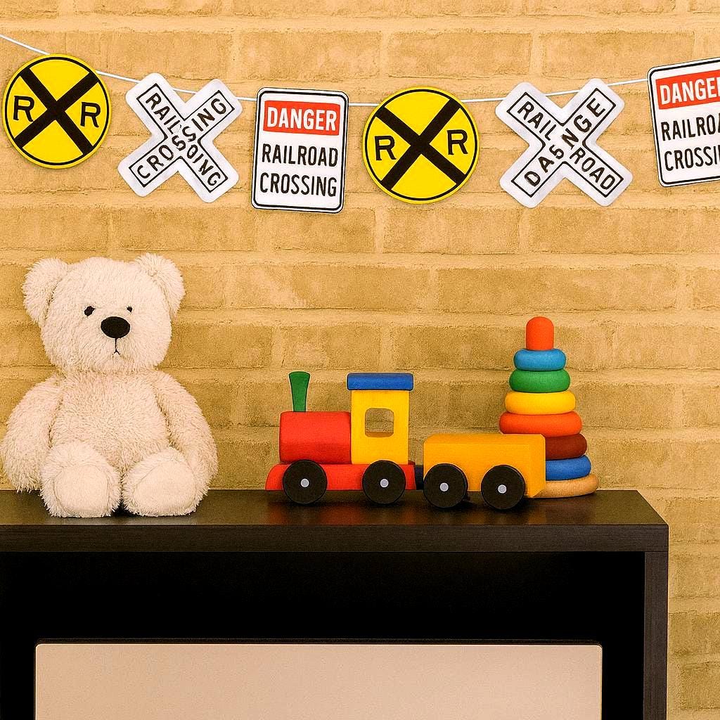 Train Birthday Banner, Railroad Sign Banner, Train Banner, Train Garland, Train Party Banner, Train Party Decorations, Train Party Supplies