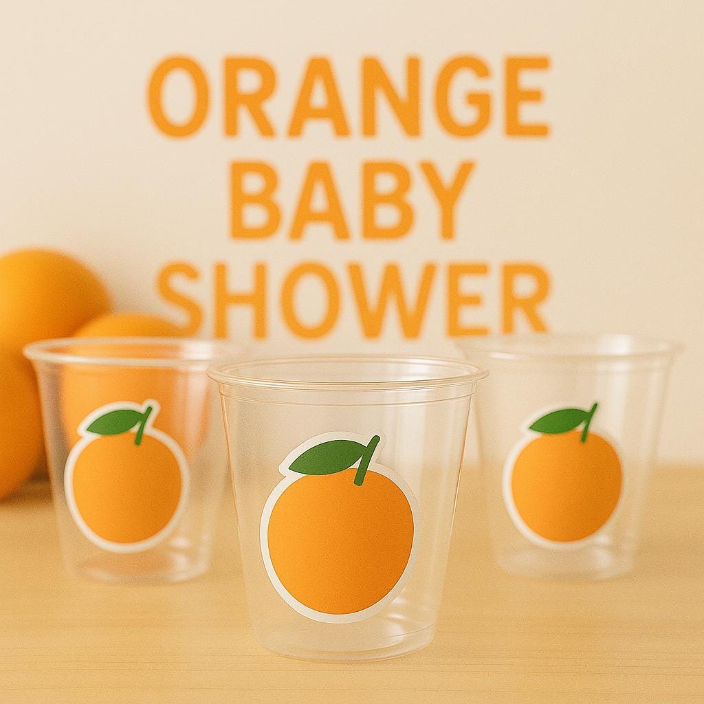 ORANGE PARTY CUPS - Orange Baby Shower Cups A Little Is On The Way Orange Baby Shower Decorations Orange Baby Shower Favors Little Oranges