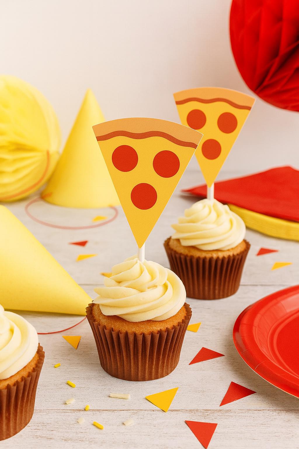 Pizza Cupcake Toppers, Pizza Party Cupcake Toppers, Fast Food Cupcake Toppers, Pizza Birthday Party Decorations, Pizza Party Supplies, Pizza