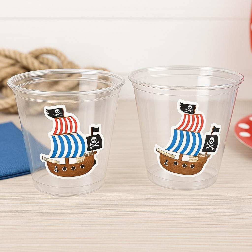 PIRATE PARTY CUPS - Pirate Cups Pirate Birthday Pirate Party Decorations Pirate Birthday Party Pirate Party Supplies Pirate Happy Birthday