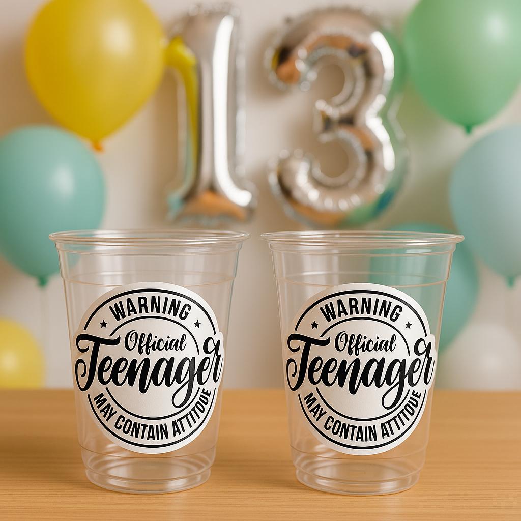 13th Birthday Party Cups - Warning Official Teenager Teenager Party Cups 13th birthday Party Favors 13th Party Decorations 2011 Birthday