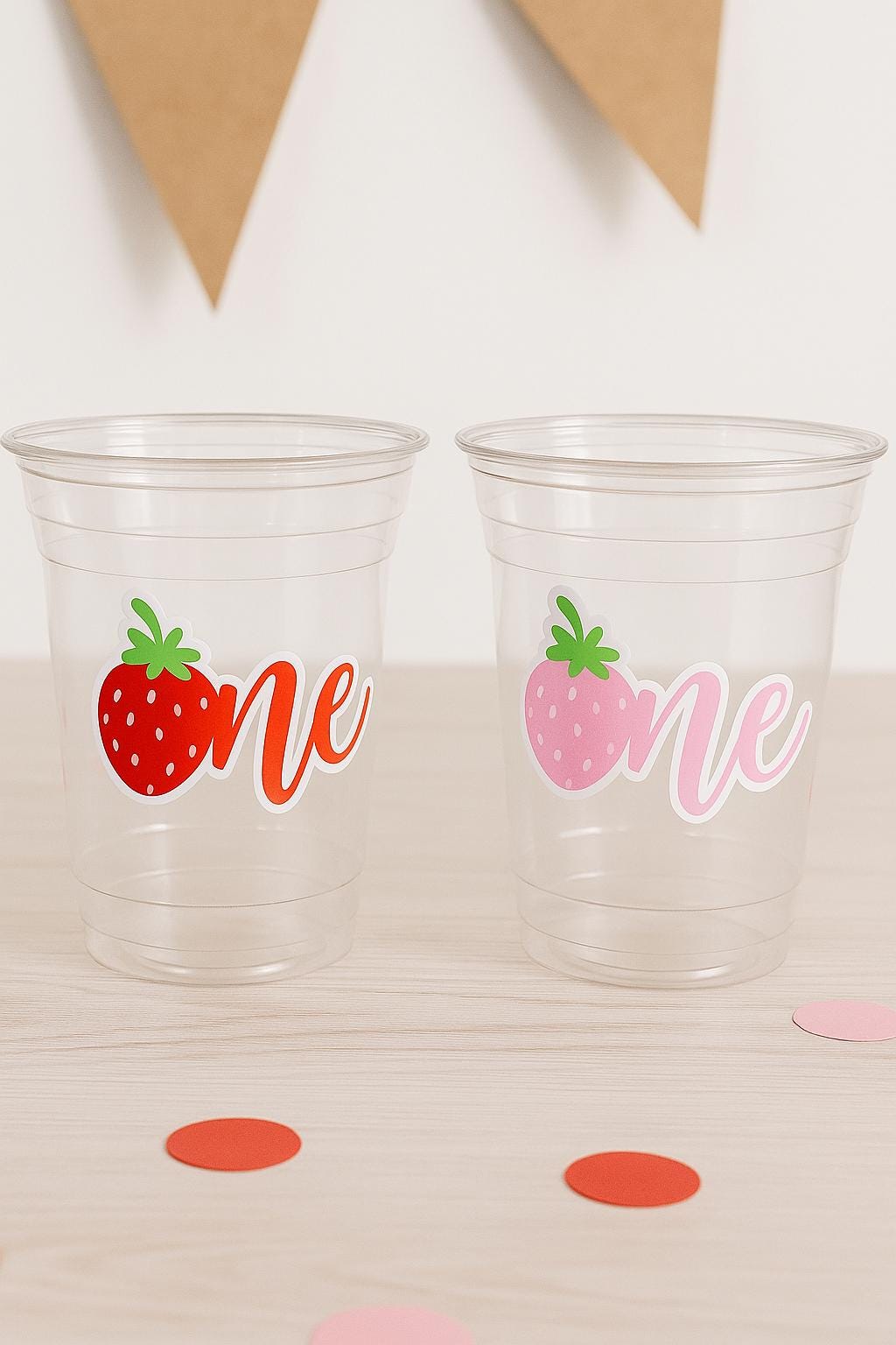 STRAWBERRY PARTY CUPS - Strawberry Birthday Cups Strawberry Cups First Birthday Strawberry Party Decorations Strawberry Baby Shower