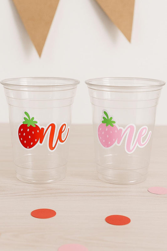 STRAWBERRY PARTY CUPS - Strawberry Birthday Cups Strawberry Cups First Birthday Strawberry Party Decorations Strawberry Baby Shower