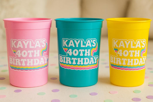 Custom Birthday Party Cups, Personalized Birthday Party Cups, Custom 40th, Custom 30th, Custom 50th, Birthday Favors, Vintage, 1984, 1994