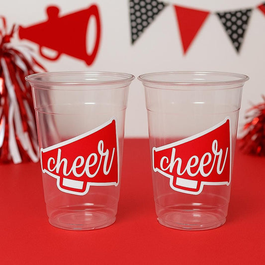 CHEERLEADING PARTY CUPS - Cheer Party Cups Cheerleader Party Cups Cheer Birthday Party Cheer Party Favors Cheer Baby Shower Cups Cheer Squad